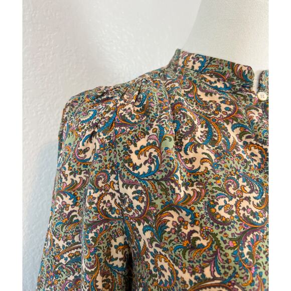 Vanessa Bruno Top Womens FR 38 US 6 Paisley Silk Blend Luxury Minimalist Preppy - Picture 2 of 12